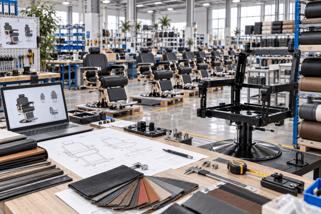 Custom salon furniture development from technical drawing to batch production