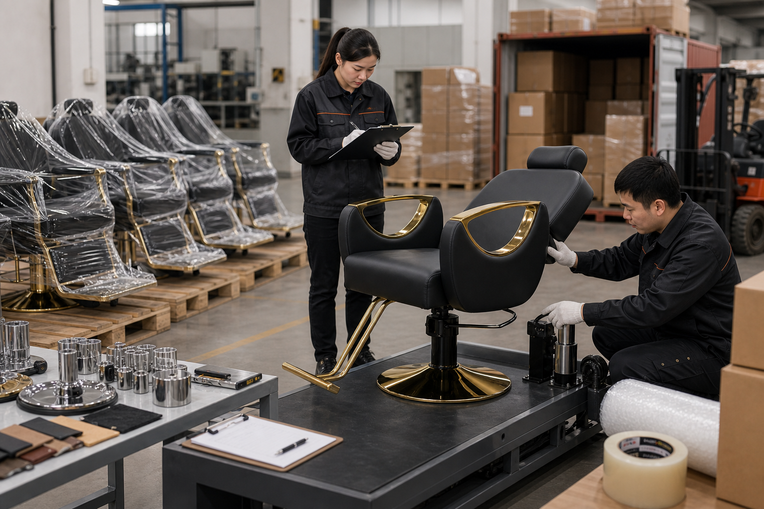 BZ001-F salon chair quality inspection in factory